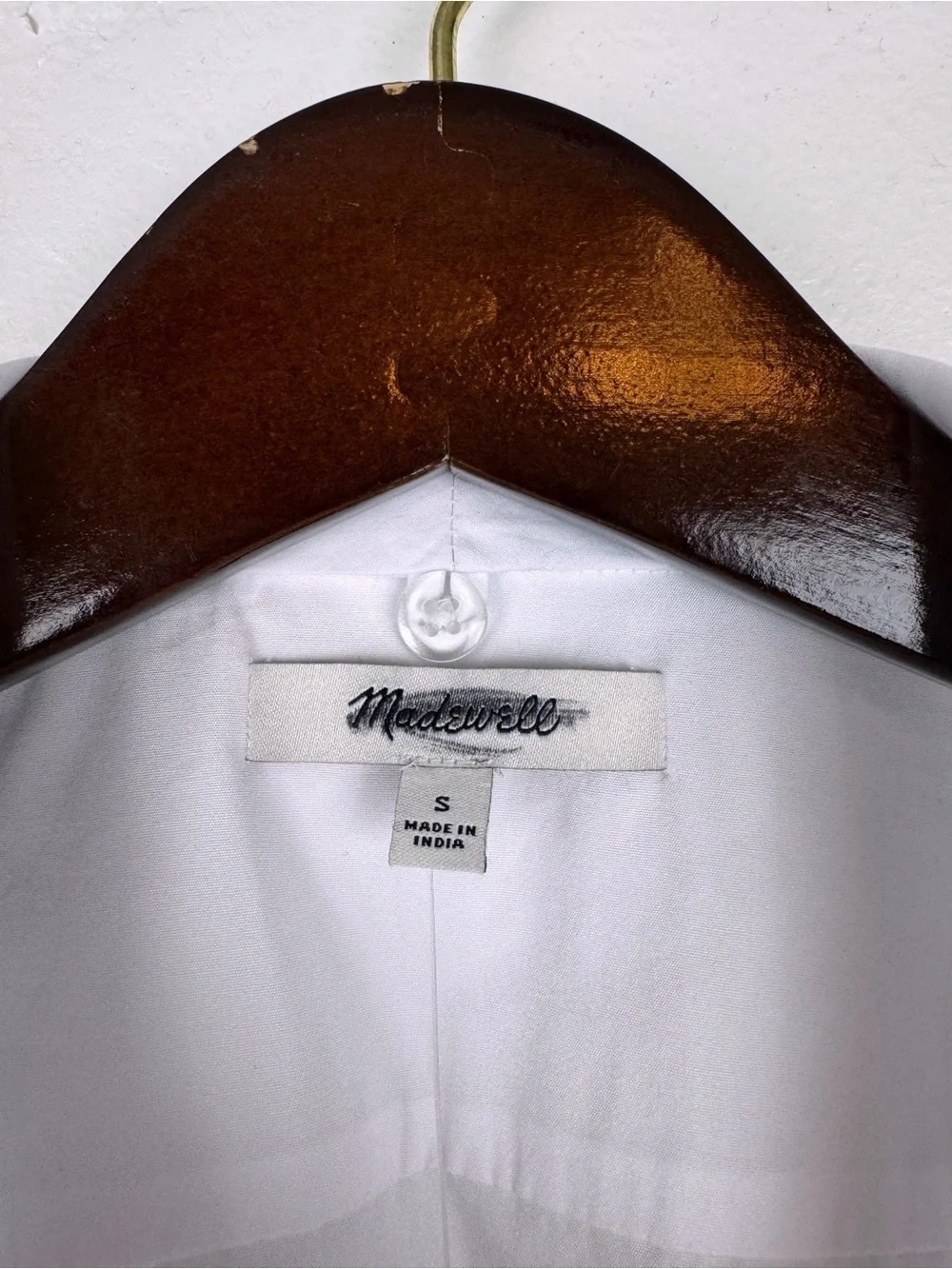 Madewell V-Neck Cotton Button Front Removeable Necktie Top White Size S NWT
